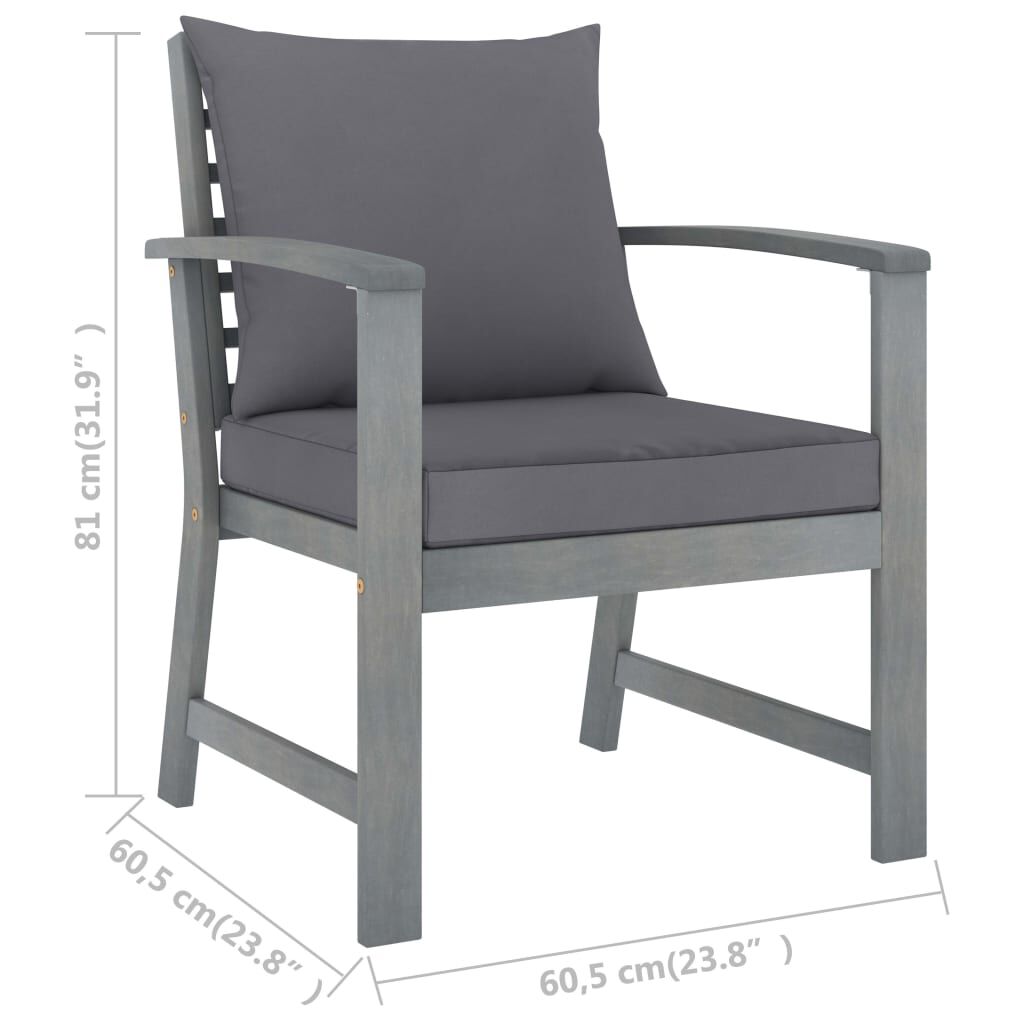 vidaXL 4 Piece Garden Lounge Set with Cushions Solid Acacia Wood