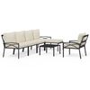 vidaXL 7 Piece Garden Lounge Set with Sand Cushions Steel