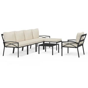 vidaXL 7 Piece Garden Lounge Set with Sand Cushions Steel