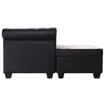 vidaXL L-shaped Chesterfield Sofa Artificial Leather Black