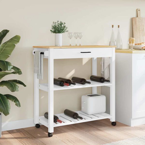 vidaXL Kitchen Trolley MONZA 84x40x90 cm Solid Wood Pine