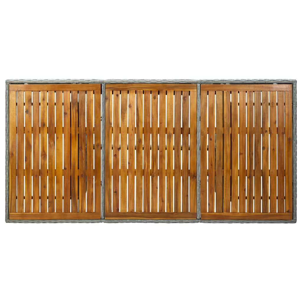 vidaXL Garden Table Light Grey Poly Rattan and Solid Acacia Wood