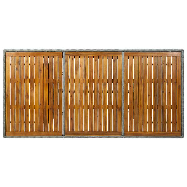 vidaXL Garden Table Light Grey Poly Rattan and Solid Acacia Wood
