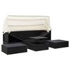 vidaXL Garden Lounge Bed with Roof Black Poly Rattan