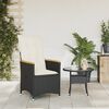 vidaXL Reclining Garden Chair with Cushions Black Poly Rattan