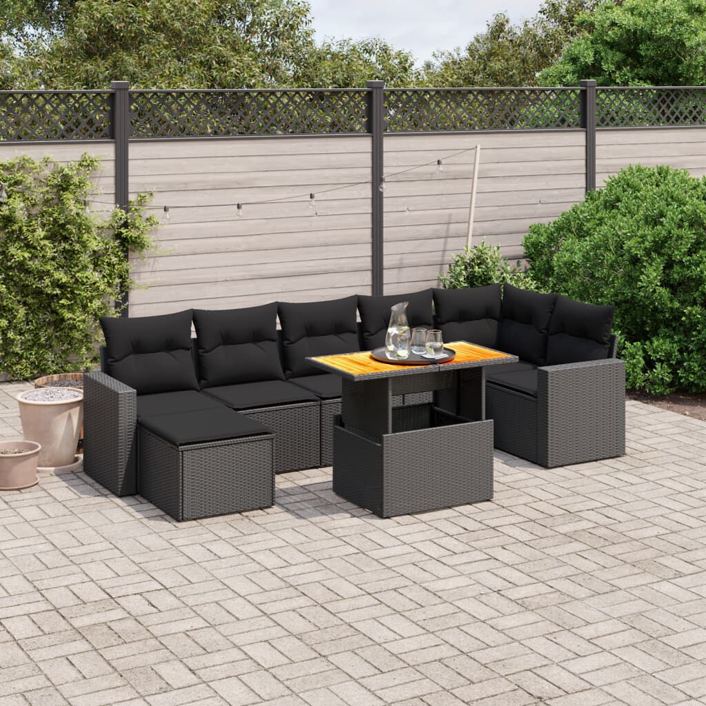vidaXL 8 Piece Garden Sofa Set with Cushions Grey Poly Rattan
