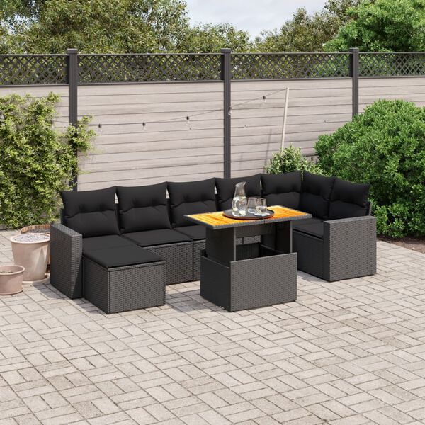 vidaXL 8 Piece Garden Sofa Set with Cushions Grey Poly Rattan