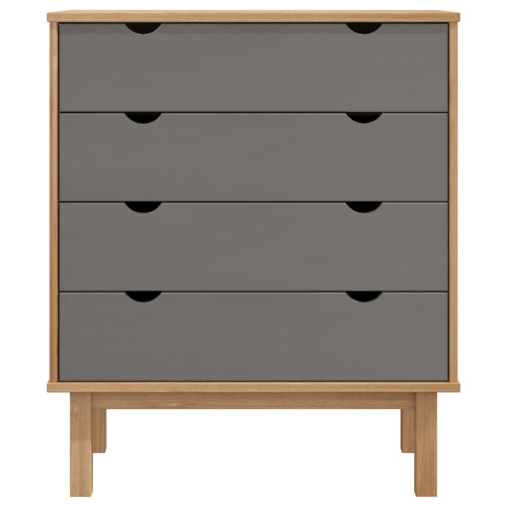 vidaXL Drawer Cabinet OTTA Brown&Grey 76.5x39.5x90cm Solid Wood Pine