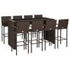 vidaXL 9 Piece Garden Bar Set Brown Poly Rattan