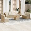 vidaXL 9 Piece Garden Sofa Set with Cushions Beige Poly Rattan