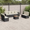 vidaXL 9 Piece Garden Sofa Set with Cushions Black Poly Rattan