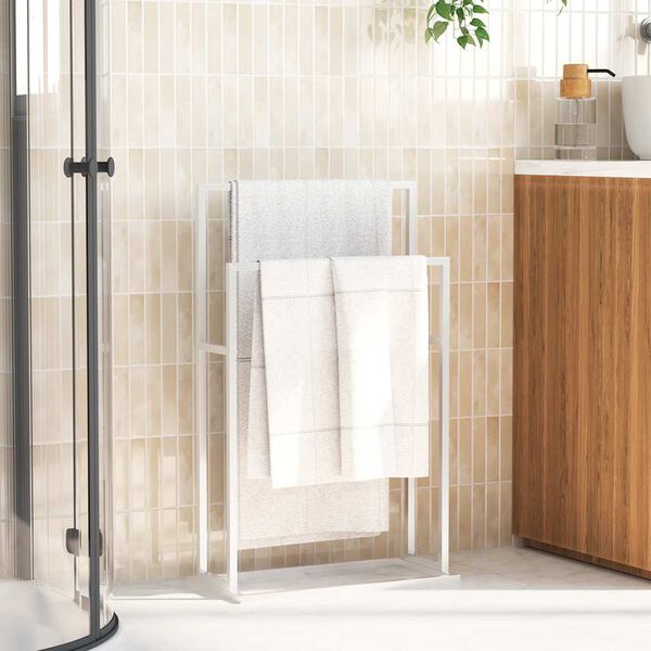 vidaXL Freestanding Towel Rack White 48x24x78.5 cm Iron