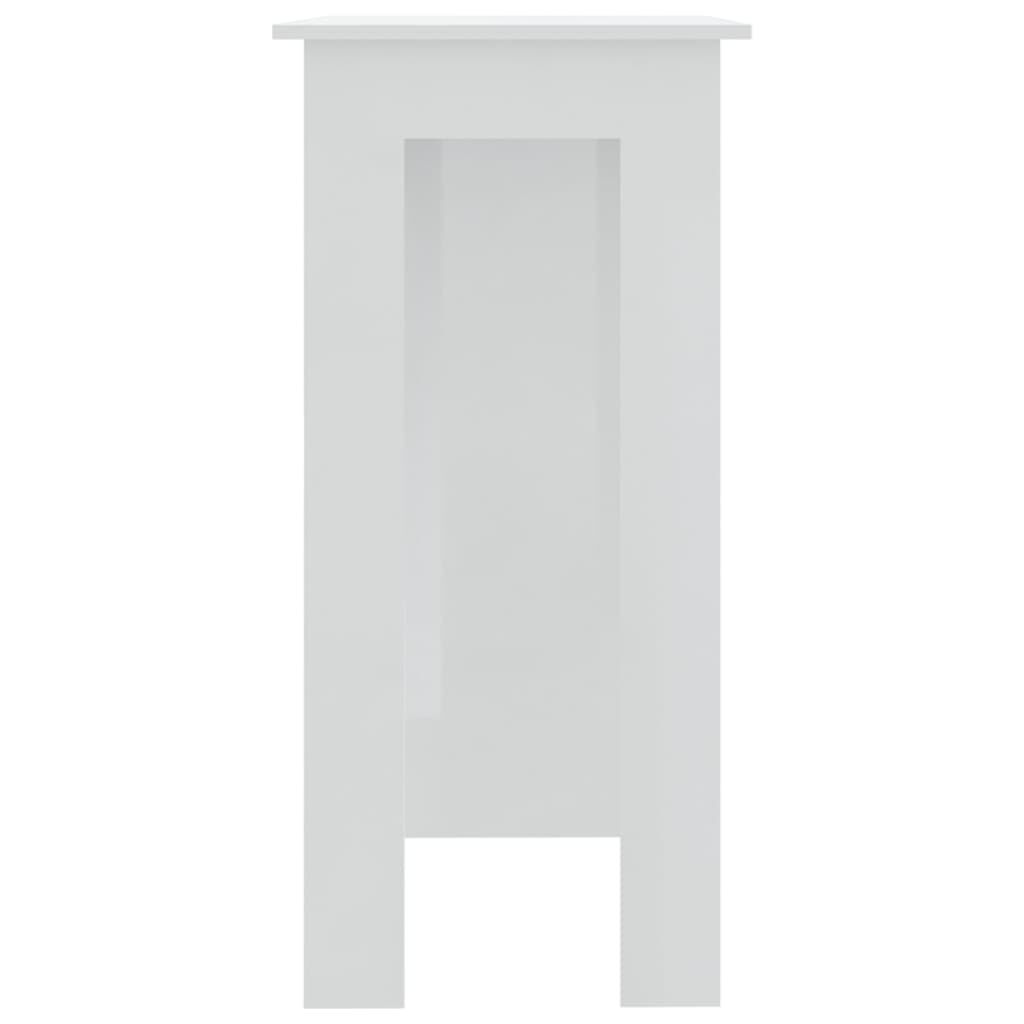 vidaXL Bar Table with Shelf High Gloss White 102x50x103.5 cm Engineered Wood