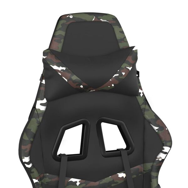 vidaXL Gaming Chair with Footrest Black and Camouflage Faux Leather