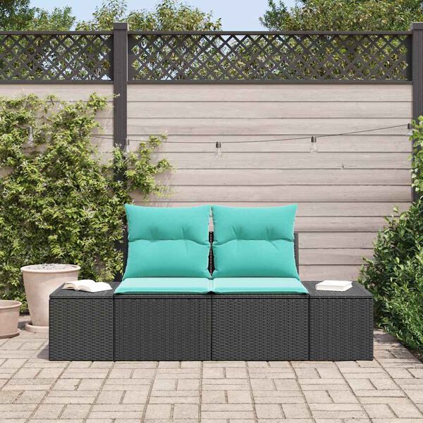 vidaXL Garden Sofa with Cushion 184 x 62 x 69 cm Poly Rattan