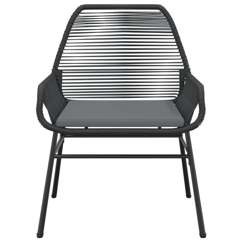 vidaXL Garden Chairs 2 pcs with Cushions Black Poly Rattan