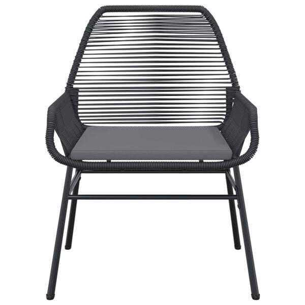 vidaXL Garden Chairs 2 pcs with Cushions Black Poly Rattan