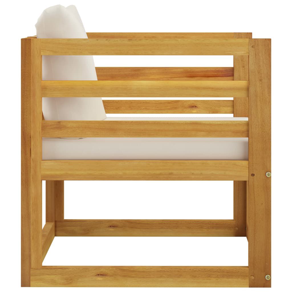 vidaXL 7 Piece Garden Lounge Set with Cushion Cream Solid Acacia Wood