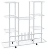 vidaXL Flower Stand with Wheels 94.5x24.5x91.5 cm White Iron