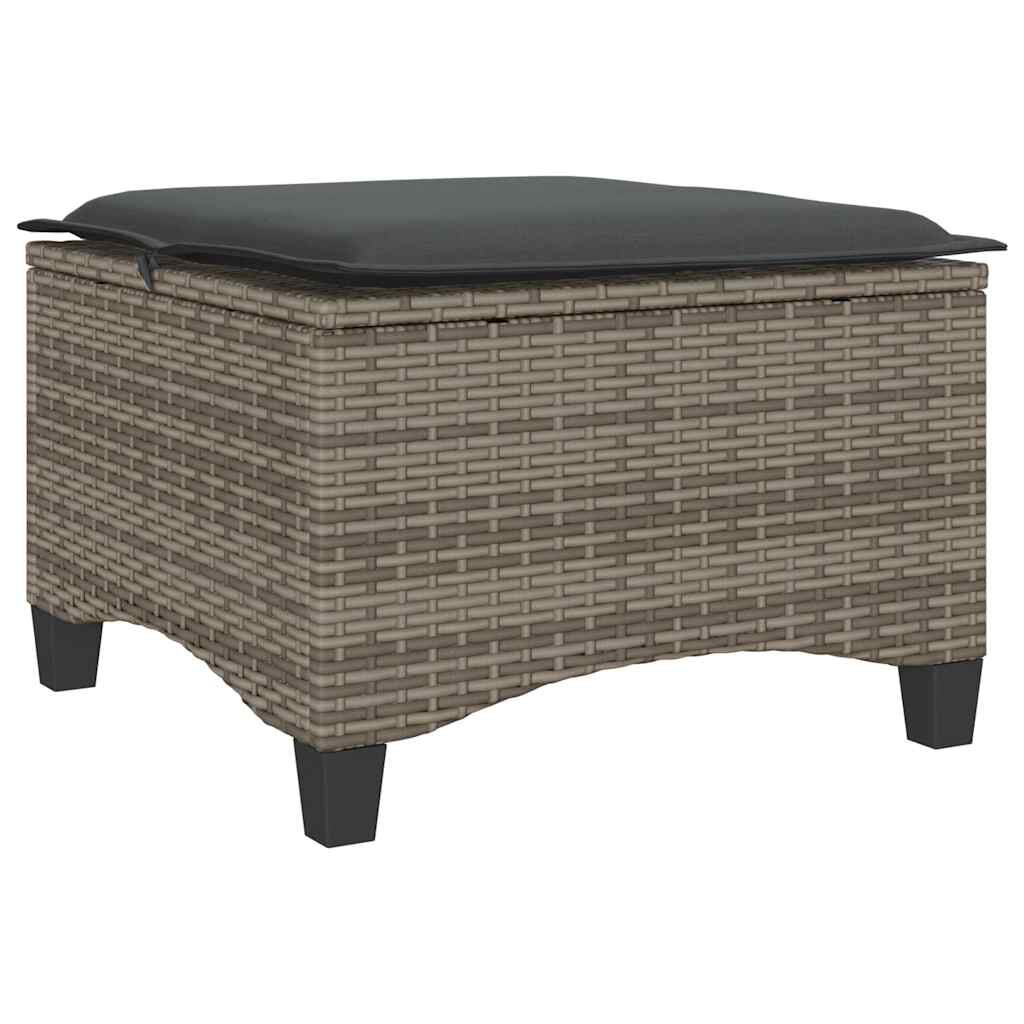 vidaXL Garden Stools with Cushions 2 pcs Grey 55x55x36 cm Poly Rattan