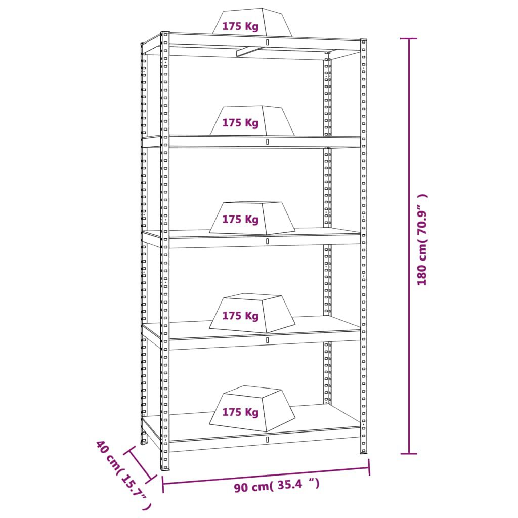vidaXL 5-Layer Shelves 3 pcs Anthracite Steel&Engineered Wood