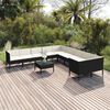 vidaXL 11 Piece Garden Lounge Set with Cushions Poly Rattan Black