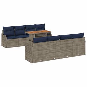 vidaXL Garden Sofa Set with Cushion Manual 7 pcs Grey and navy blue