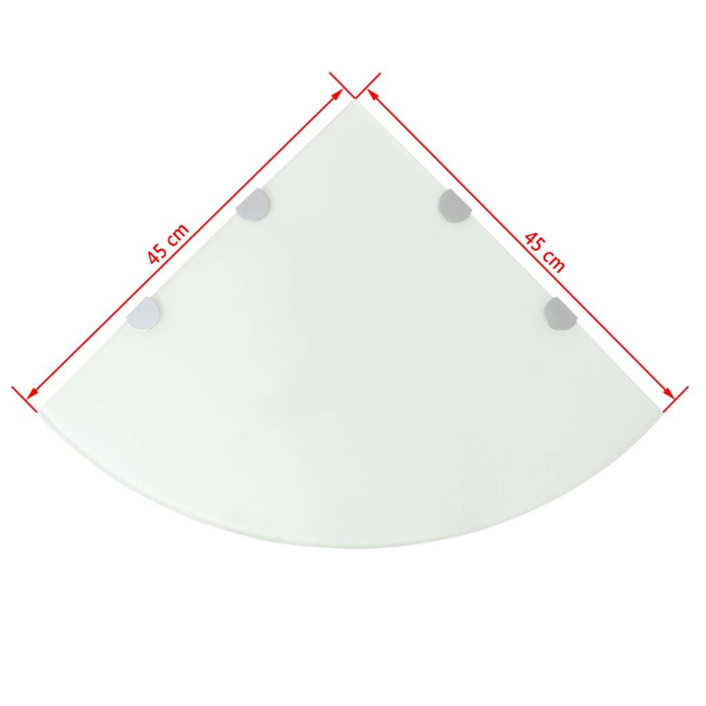 vidaXL Corner Shelf with Chrome Supports Glass White 45x45 cm