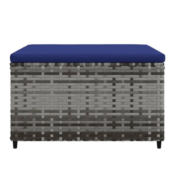 vidaXL Garden Footrests with Cushions 2 pcs Grey Poly Rattan