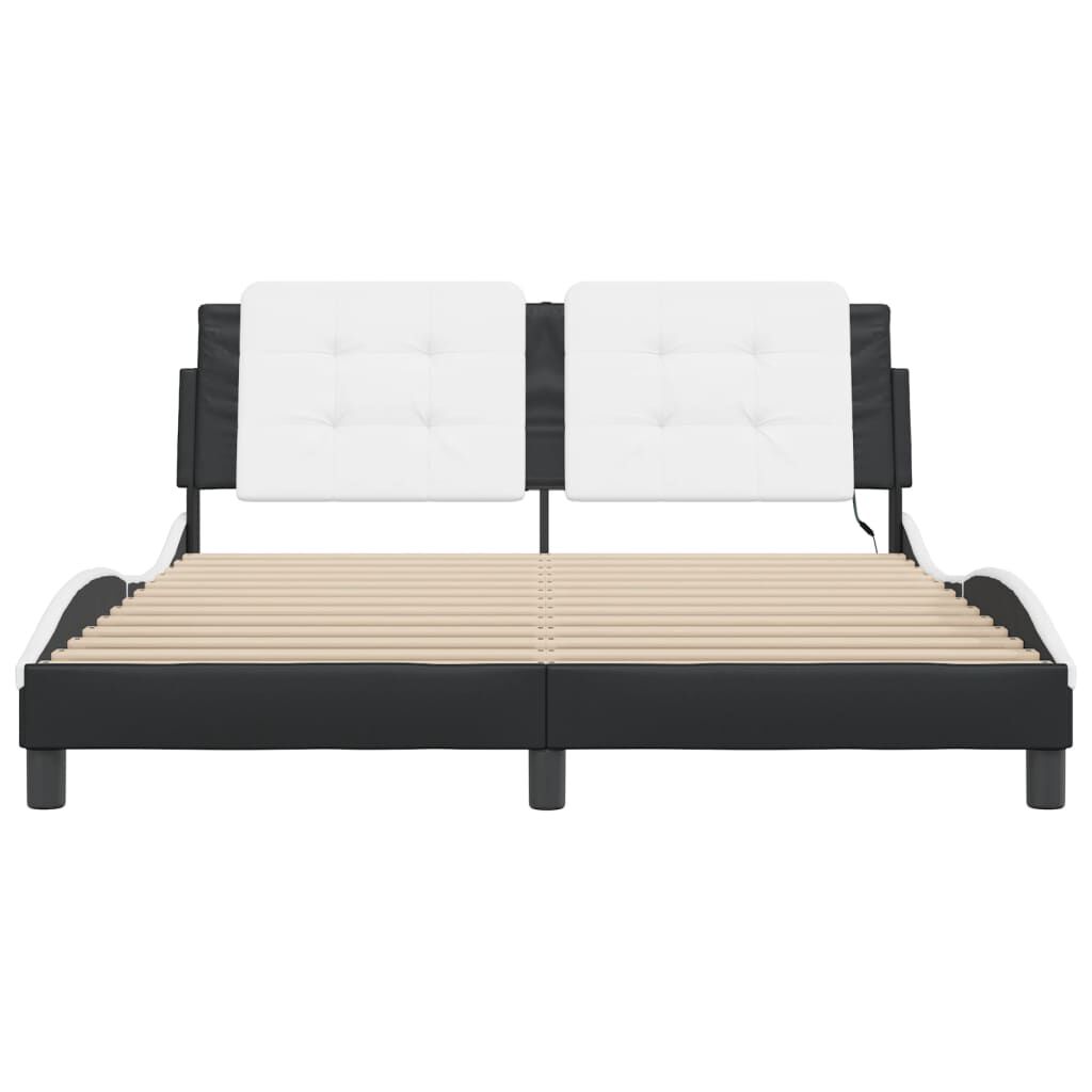 vidaXL Bed Frame with LED without Mattress Black and White 152x203 cm Queen