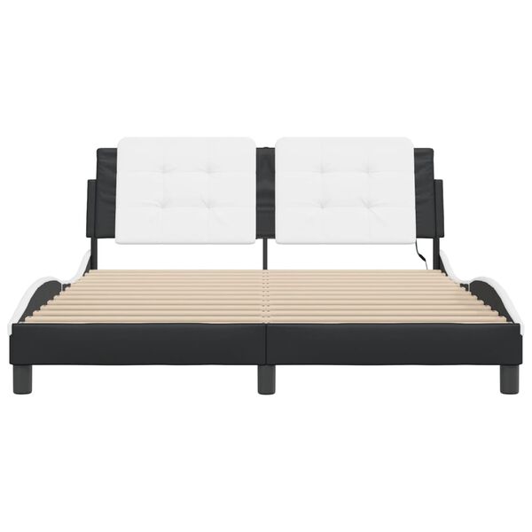 vidaXL Bed Frame with LED without Mattress "Zadar" Black and White 152x203 cm Queen