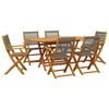 vidaXL 7 Piece Garden Dining Set Grey Polypropylene and Solid Wood