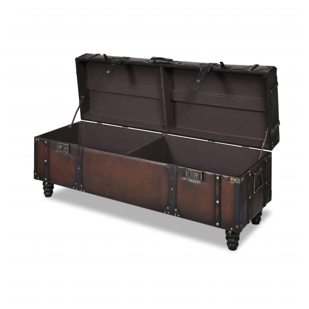 vidaXL Storage Benches 3 pcs Dark Brown Solid Wood Pine&Faux Leather