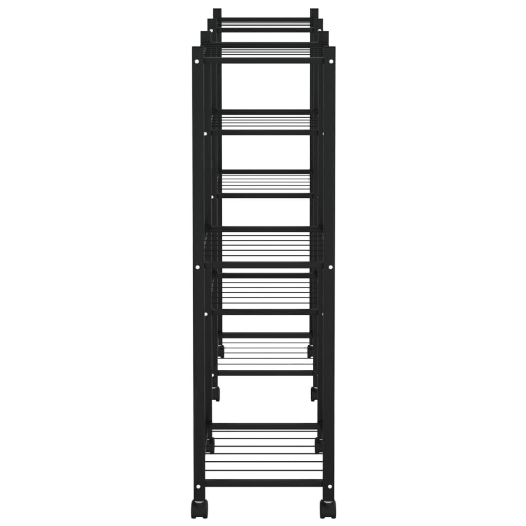 vidaXL Flower Stand with Wheels 83x25x83.5 cm Black Iron