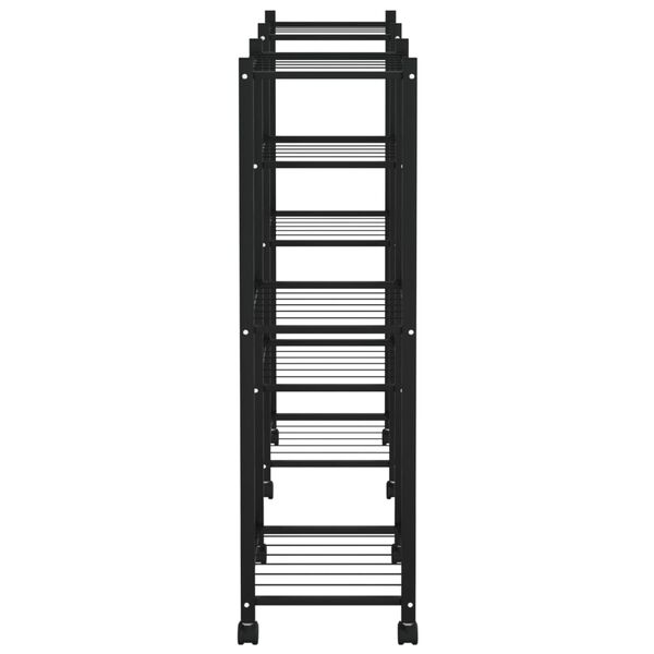 vidaXL Flower Stand with Wheels 83x25x83.5 cm Black Iron