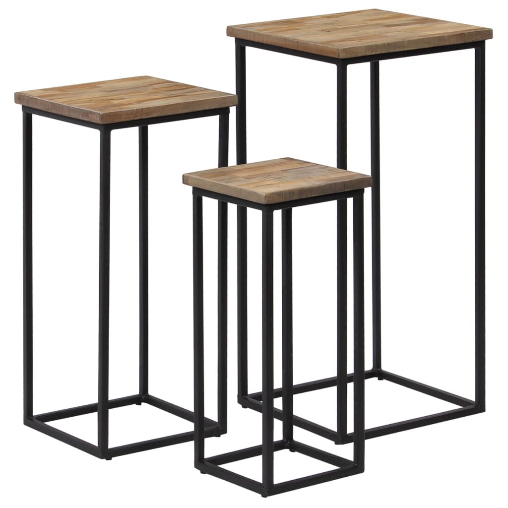 vidaXL 3 Piece Plant Table Set Reclaimed Teak