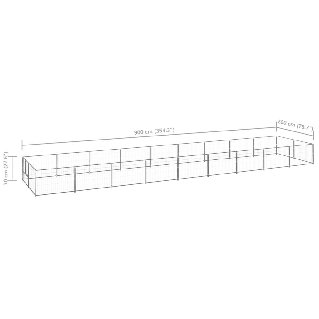 vidaXL Dog Kennel Silver 18 m² Steel