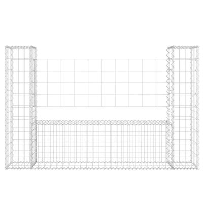 vidaXL U-shape Gabion Basket with 2 Posts Iron 140x20x100 cm