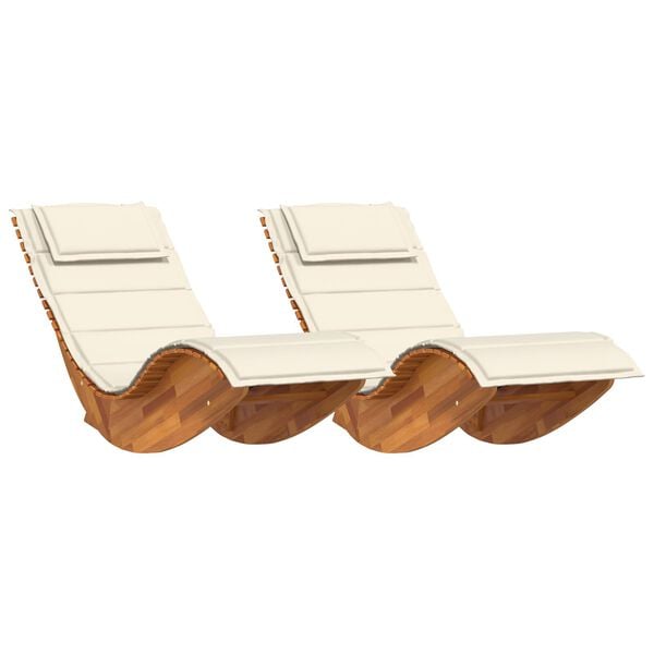 vidaXL Rocking Sun Loungers with Cushions 2 pcs Solid Wood Acacia