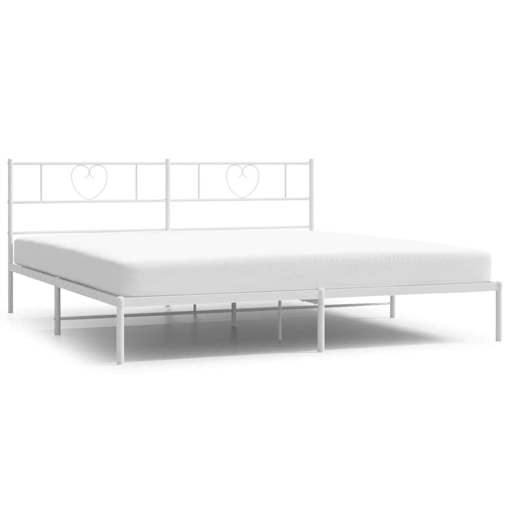 vidaXL Metal Bed Frame without Mattress with Headboard White 183x213cm
