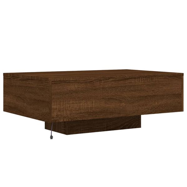 vidaXL Coffee Table with LED Lights Brown Oak 85x55x31 cm