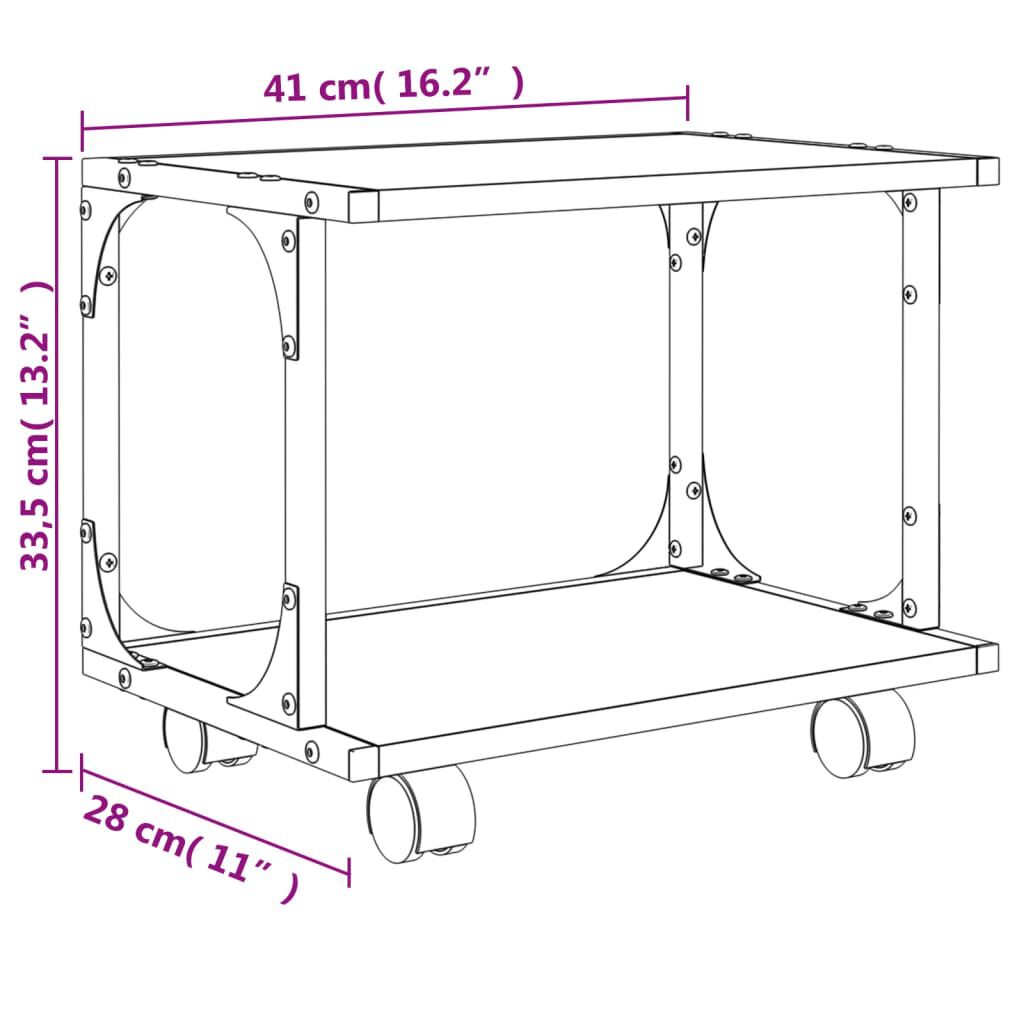 vidaXL Printer Stand 2-Tier Black 41x28x33.5 cm Engineered Wood