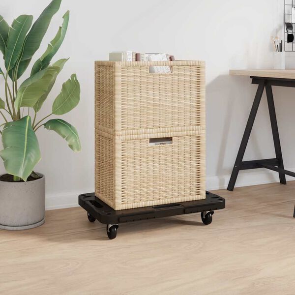 vidaXL Transport Trolleys 5 pcs Black 58x38x12 cm Polypropylene