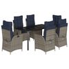 vidaXL 7 Piece Garden Dining Set with Cushions Grey Poly Rattan