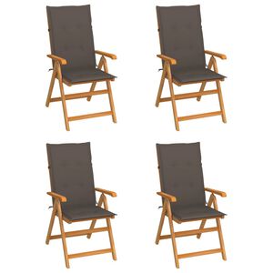 vidaXL Garden Chairs 4 pcs with Taupe Cushions Solid Teak Wood