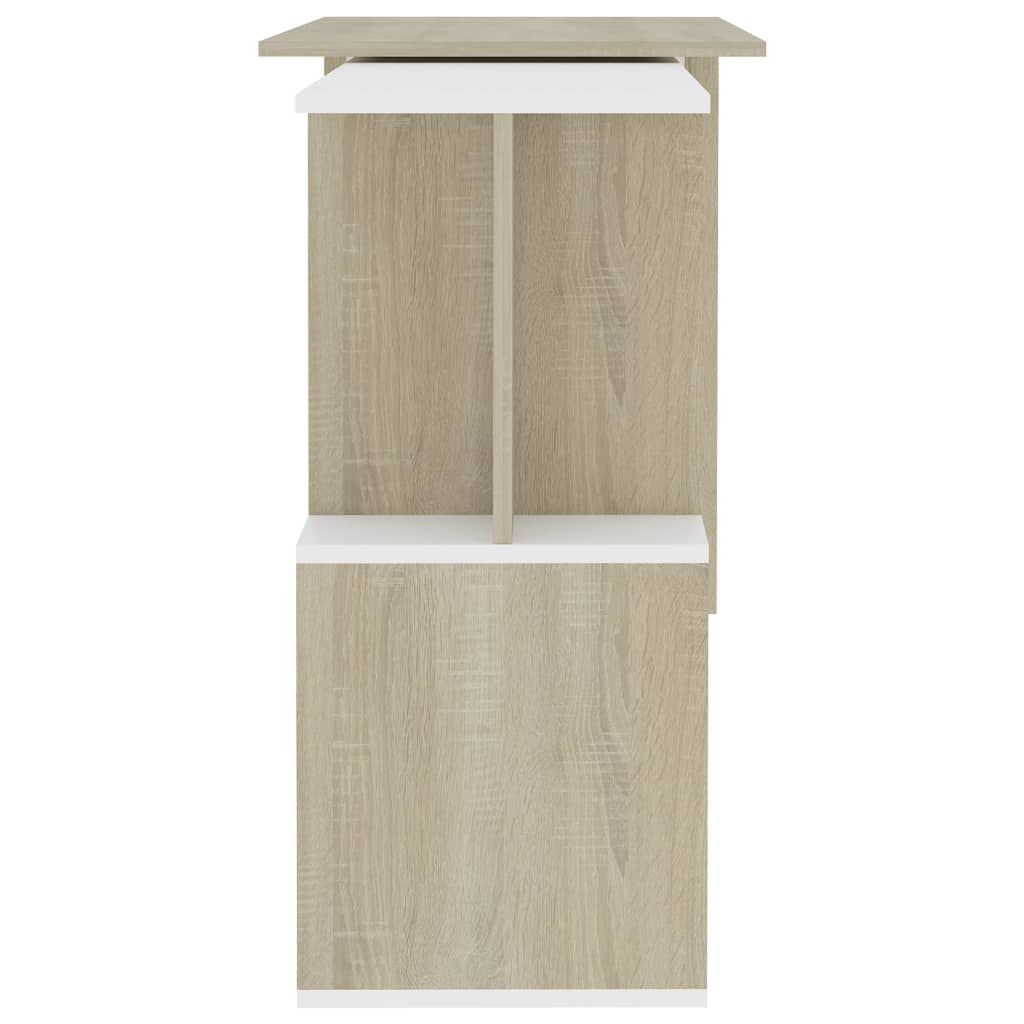vidaXL Corner Desk White and Sonoma Oak 200x50x76 cm Engineered Wood