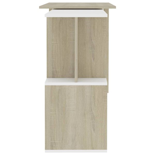 vidaXL Corner Desk White and Sonoma Oak 200x50x76 cm Engineered Wood