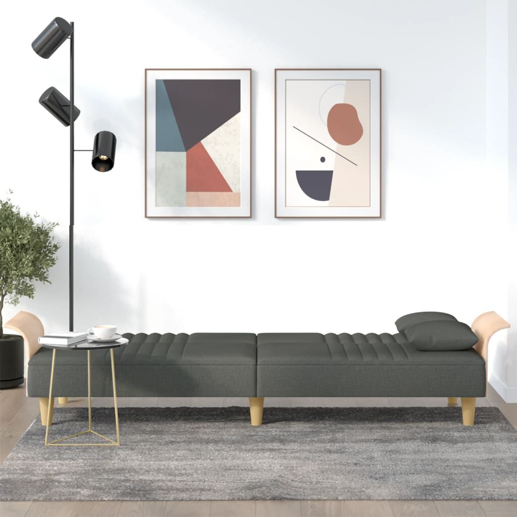 vidaXL Sofa Bed with Armrests Dark Grey Fabric