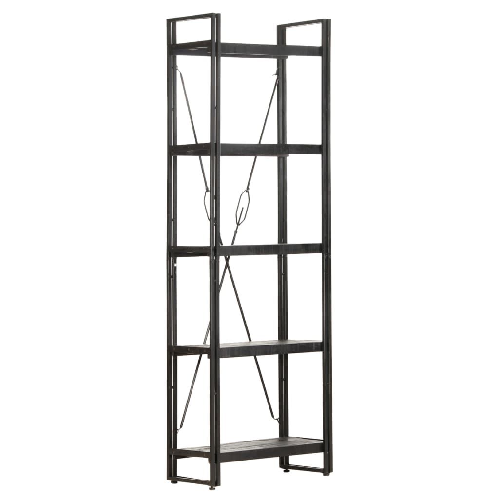 vidaXL 5-Tier Bookcase Black 60x30x180 cm Solid Mango Wood