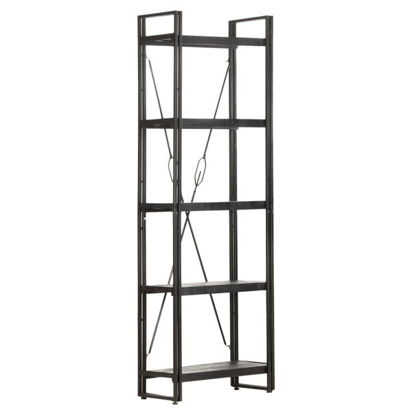 vidaXL 5-Tier Bookcase Black 60x30x180 cm Solid Mango Wood